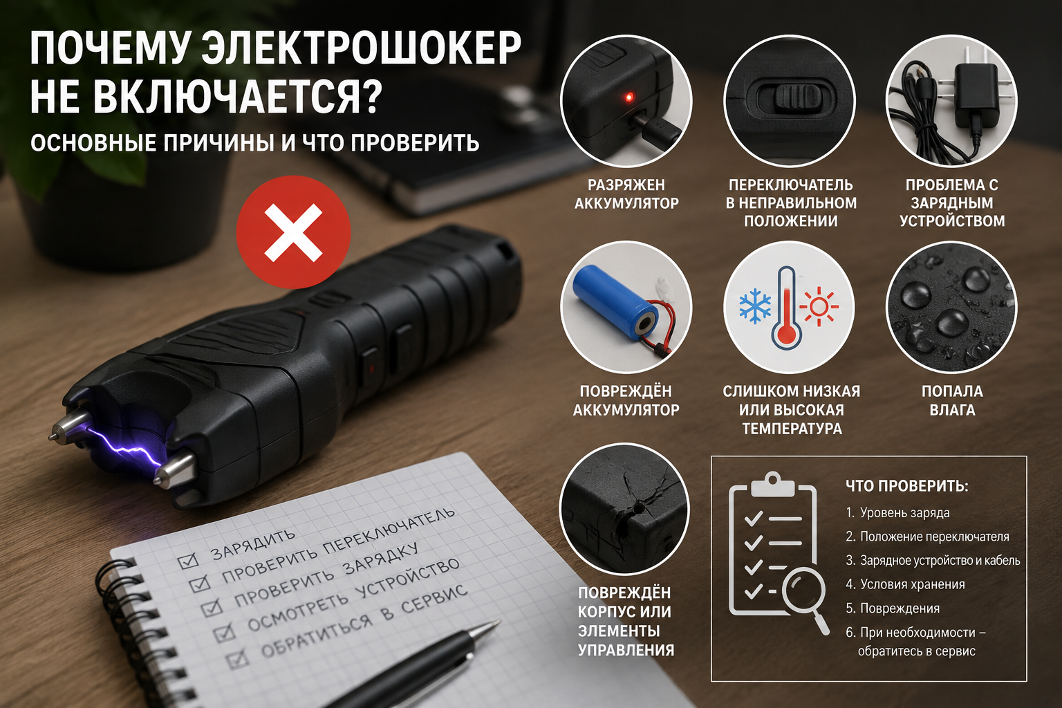 почему не включается электрошокер