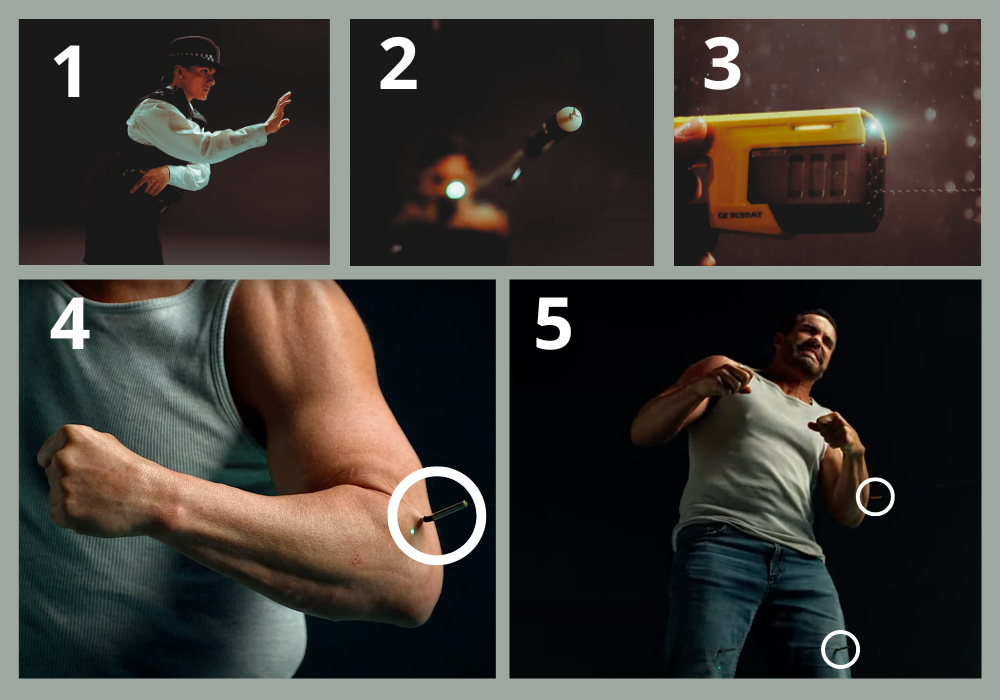 Иллюстрация как стреляет Taser Иллюстрация как стреляет Taser